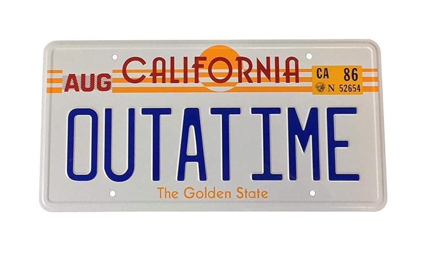 Super6props Outatime Back to the Future Prop Car License Plate, Back to the Future License Plate as seen on Marty McFly and Doc Browns DMC-12 Delorean - Image 1