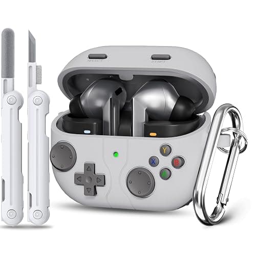 Classic Game Cases for Samsung Galaxy Buds 3 Case & Galaxy Buds 3 Pro Case, Soft Silicone Game Player Design with 3D Button Cover for Samsung Buds Pro 3 for Men with Cleaner Kit - Rock Gray - Image 1