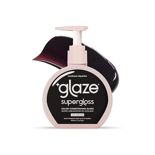 Glaze Supergloss Color Conditioning Gloss With Dispensing Pump – Hydrating Semi-Permanent Color Hair Gloss & Shine Boost – For Dark Brown Hair to Black Hair – 6.4 Fl Oz - Luminous Licorice - Image 1