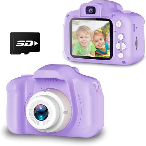 Seckton Upgrade Kids Selfie Camera, Christmas Birthday Gifts for Girls Age 3-9, HD Digital Video Cameras for Toddler, Portable Toy for 3 4 5 6 7 8 Year Old Girl with SD Card-Purple White - Image 1