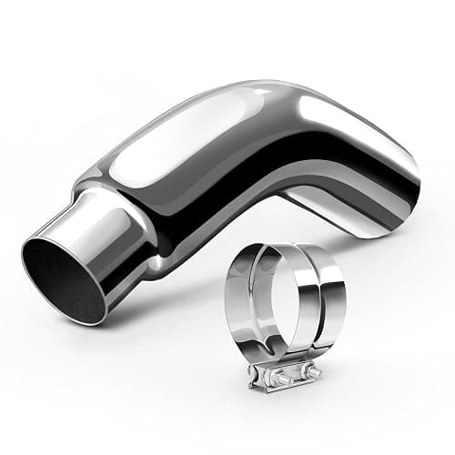 HILMITILE Exhaust Tip, 5 Inch Diesel Exhaust Tip Elbow Tip with a Clamp, 5'' Inlet 6'' Outlet Chrome Exhaust Tip for Pickups, Trucks and Cars - Image 1