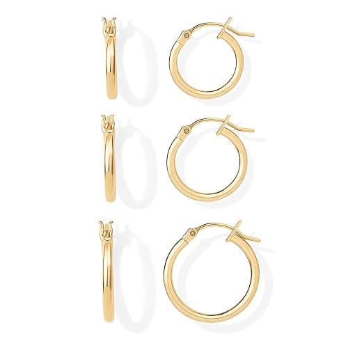 PAVOI 18K Gold Plated Small Hoop Earrings for Women, Earrings Piercing Pack | Hypoallergenic Earrings with 925 Sterling Silver Posts, Trendy Geometric Chunky Huggie Hoop Earrings - Image 1