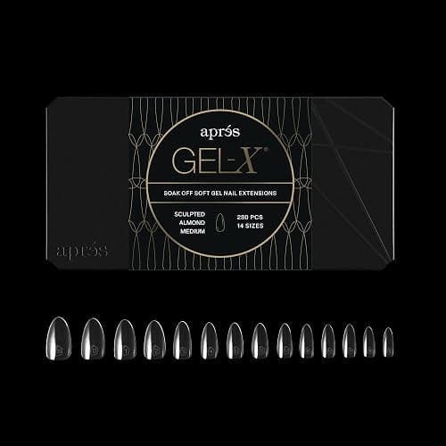 Apres Gel-X® Almond Box of Nail Tips | 280 Gel-X Tips, Soft Tips, 14 Sizes 00-9 | Half-sizes Included (Sculpted Almond Medium, 280 Count) - Image 1