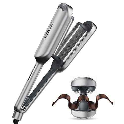 Curling Iron Hair Crimper Waver - TYMO ROVY Beach Waves Curling Wand, Ionic Deep Waver Hair Curler Tool with Ceramic 3 Barrel for Women, Dual Voltage, Anti-Scald, Easy to Use, Grey, 1.25 Inch - 1.25 Inch - Grey - Image 1