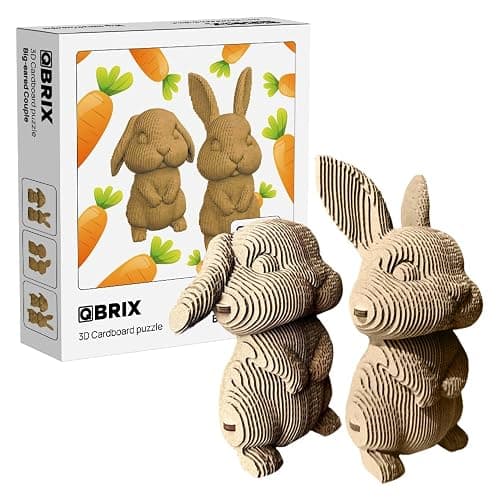 QBRIX Big-Eared Couple 3D Puzzles for Adults, 3D Model Kit for Teens, DIY Crafts for Home Decor, Original Gift for Boys&Girls 14+, Cardboard Model Building Kit - Image 1