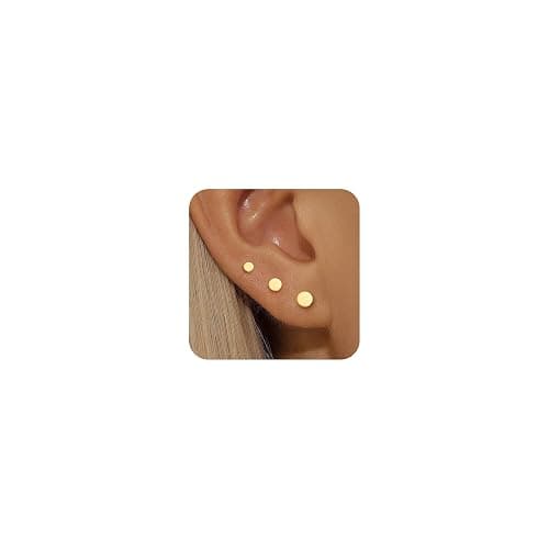 ZNBOH 3 Pairs 14k Gold Stud Earrings for Women Hypoallergenic 925 Sterling Silver Post Dainty Silver Cartilage Tragus Earrings Stacks Set Trendy Small Diamond Heart Multiple Piercing Jewelry for Men - Image 1