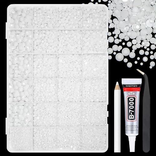 qiipii Pure White Resin Rhinestones w B7000 Jewelry Glue for Crafting Bedazzling 2mm 3mm 4mm 5mm 6mm Flatback Jelly Stones Diamonds Gems Charms for Nails Face Eyes Makeup Tumblers Clothes Shoes Crafts - Image 1