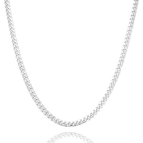 925 Sterling Silver Cuban Lobster Clasp Chain 3.5mm 4mm 5mm Silver Necklace for Women Men Diamond Cut Silver Necklace Chain 16-30 Inches - Image 1