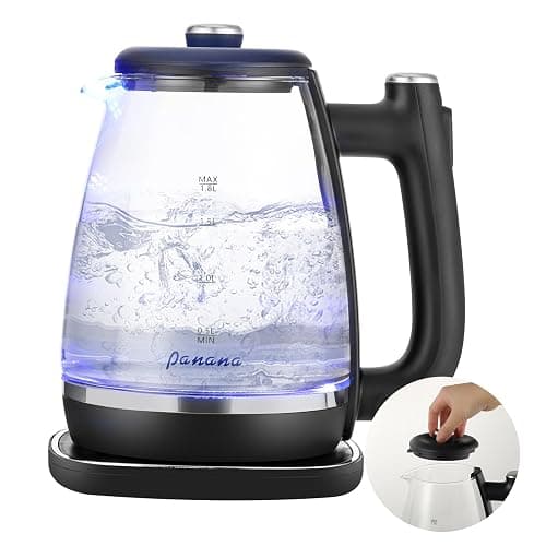 Electric Kettle Glass Kettle with Blue LED, Fast Boil Quiet Electric Glass Kettle, 1.8L, 1800W, Boil-Dry Protection, BPA Free (Removable lid) - Removable lid - Image 1