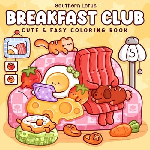 Breakfast Club: Coloring Book for Adults and Teens Featuring Cozy Food and Drinks in Funny Moments and Comfy Times for Relaxation (Cute & Easy Coloring) - Image 1