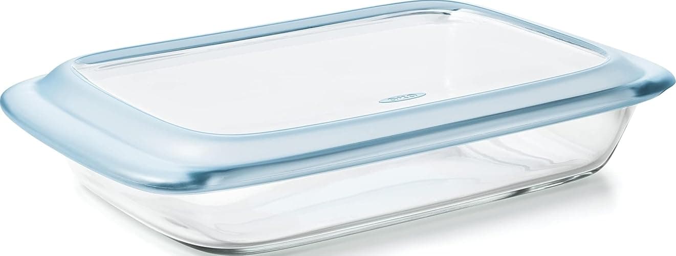 OXO Good Grips Glass Baking Dish with Lid - 3 Qt Capacity, 9x13 | Freezer Safe Food Storage Containers, Oven Safe, Non-Porous, Easy-Grip Handles, Dishwasher Safe - Image 1