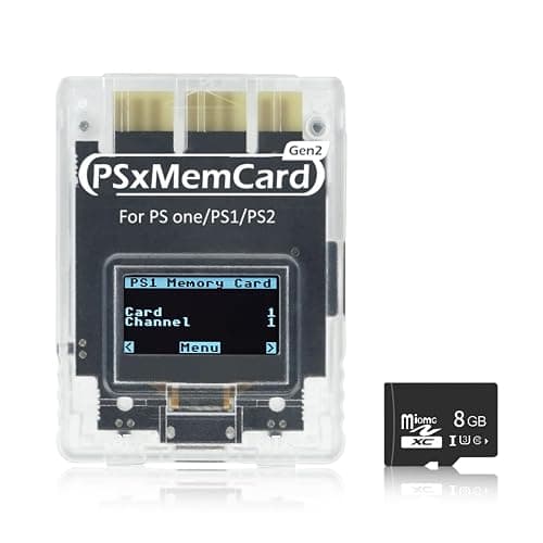 BITFUNX PSxMemCard Gen2 Memory Card - Supports Firmware Upgrade, Unlimited Storage and Sd2psXtd, Includes an 8GB MicroSD Card, High Speed Game Memory Card for PS2/PS1/PS One Console (White) - Image 1