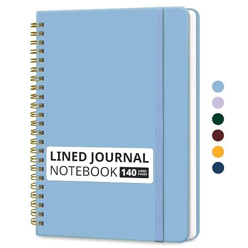 Taja Lined Spiral Journal Notebook for Women & Men, 140 Pages, College Ruled Hardcover Notebook for Work & Note Taking, Journals for Writing, A5(5.7" x 7.9") – Blue - Image 1