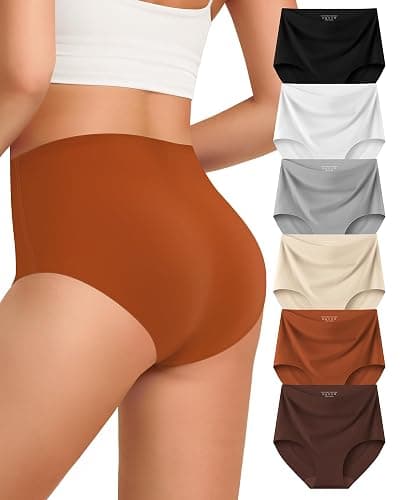 Kalapa Womens Underwear Seamless Full Coverage Breathable Briefs No Show Silky Stretch High Waisted Ladies Panties 6 Pack - Image 1