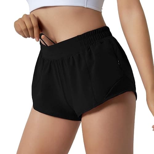 Aurefin Running Shorts for Women,Quick Dry Athletic Sports Shorts Lightweight Active Workout Gym Shorts with Zip Pocket - Image 1