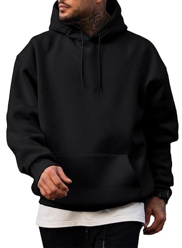 JMIERR Mens Casual Cotton Hooded Collar Drawstring Hoodies Pullover Sweatshirts Casual Long Sleeve Shirts - Image 1