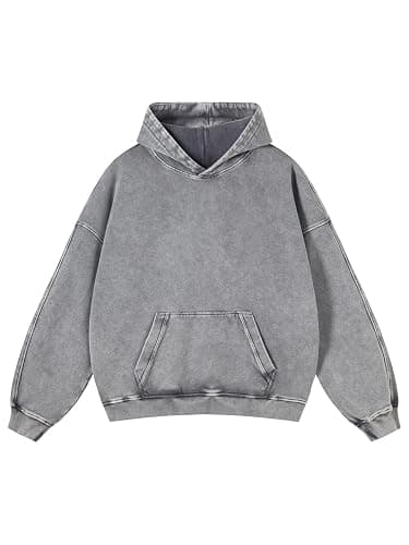 Adenorah Mens Oversized Hoodies Pullover Women Fall Acid Wash Plain Preppy Hoodie Streetwear Cotton Vintage Hooded Sweatshirt - Image 1