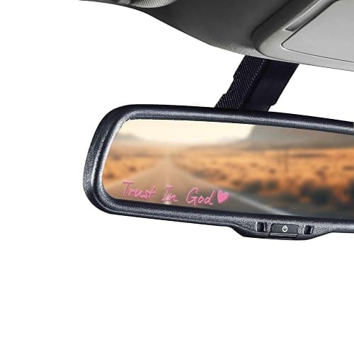 Lyxheth 4PCS Trust in God Rearview Mirror Decal, Car Mirror Stickers, Automotive Vinyl Rear View Mirrors Decorative Stickers, Car Accessories Affirmation Reminder Stickers Universal for Cars (Pink) - Image 1