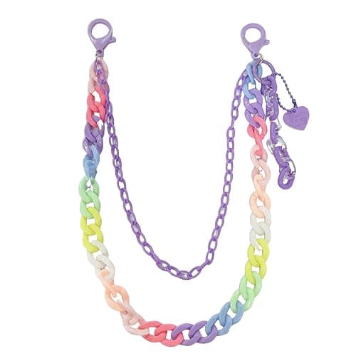 Y2k Heart Pendant Rainbow Acrylic Pants Trousers Chain for Women Chunky Colorful Resin Removable Love Charm Layered Rock Wallet Belt Pocket Waist Jeans Belly Chains Backpack Body Accessories - Image 1