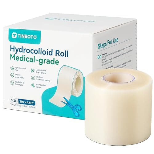Hydrocolloid Roll for Wound Care, Hydrocolloid Bandages with Self-Adhesive, Cut-to-Size Patch Bandages, Ultra Absorbent, Waterproof, First Aid Kit Essential (2IN*4.8FT) - Image 1