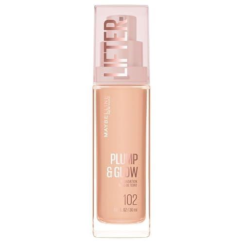 Maybelline Lifter Plump & Glow Foundation, Liquid Foundation with 2% Niacinamide + Hyaluronic Acid, Plumping and Brightening Face Makeup, 102, 1 Count - Image 1