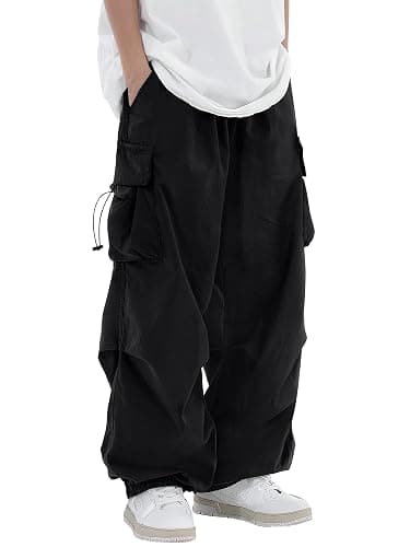 PLEPAN Mens Baggy Cargo Pants Loose Fit Casual Parachute Pants Elastic Waist Drawstring Streetwear Joggers Sweatpants - Image 1