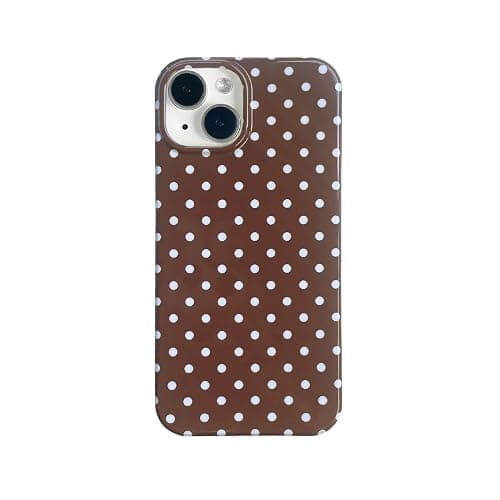 Reezaddin Brown Polka Dot Phone Case for iPhone 15 6.1in,Retro Vintage Cute Aeshtetic Classic Minimalist Chic Pattern Protective Cover for Girls Women - Image 1