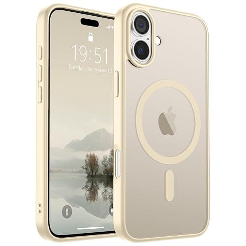 SUPFINE Magnetic for iPhone 16 Plus Case (Compatible with MagSafe) (Military Grade Drop Protection) Slim Translucent Matte Shockproof with Anti-Fingerprint Phone Case,Antique White - Image 1