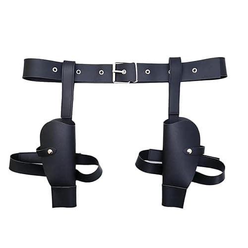 YIERM Thigh Holsters Costume Black Twin Weapons Holster Adjustable Belt Dress Accessory Cosplay Props for Military Police Halloween Video Games Pistol - Image 1