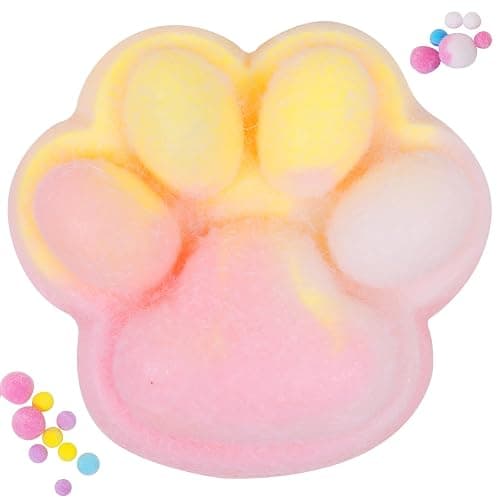 1pcs Rainbow Yellow Big 5in Squishy Cat Paw Squeeze Toys,Cute Kawaii Squishies,Fur Ball,Jelly Kitty Paw Squishy Funny for Adults Kids - 1pcs rainbow yellow big 5in - Image 1