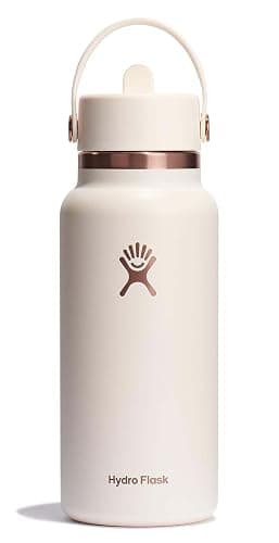 Hydro Flask 32 Oz Wide Flex Straw Cap Bottle - Insulated Stainless Steel - Wide Straw Lid, Non Spill, Leakproof in Ivory Rose Gold - Image 1