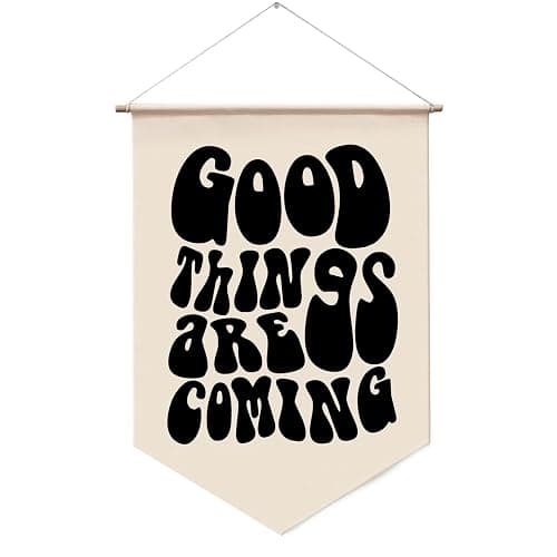Good Things Are Coming Banner Wall Hanging Manifest Wall Art Inspiration Hanging Banner Affirmation Retro Quote Wall Decorations Self Love Living Room Decor Dorm Decor - Image 1