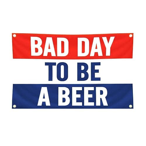 Pessbulmm Bad Day to Be a Beer Wall Flag 3x5FT Premium Polyester, 4 Brass Grommets, Funny Beer Decor for Man Cave, Home Bar, or Outdoor Party - Image 1