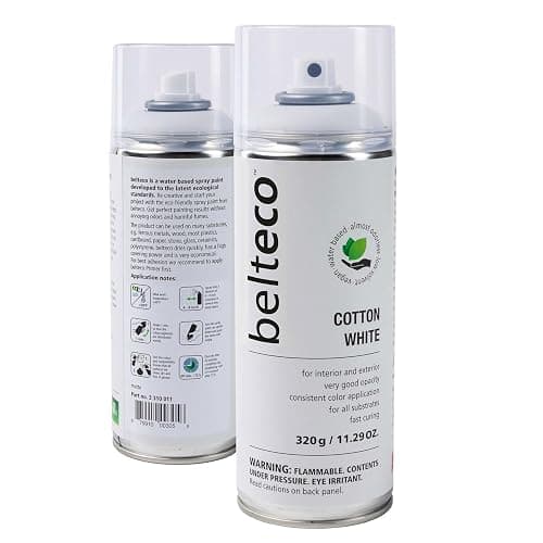 BELTECO Cotton White Matte Spray Paint | Water-based Spray Paint White | Odorless, Eco-Friendly & Vegan | Weather & UV-Resistant | Fast-Drying & High-Coverage | For All Substrates | In/Outdoor Use - Image 1