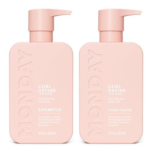 MONDAY HAIRCARE Curl Define Shampoo + Conditioner Set (2 Count) 12 oz Each Nourishes Curls, Tames Frizz, Coconut Oil and Shea Butter Enhance Shine, 100% Recyclable Bottle - Image 1