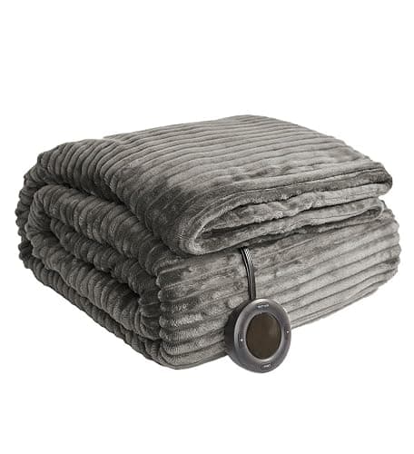 Heated Blanket Twin Size 62"x84",ETL Certification-6 Heating Levels Electric Blanket&1-10 Hour Auto Off,Machine Washable Heating Blanket(Grey) - Image 1