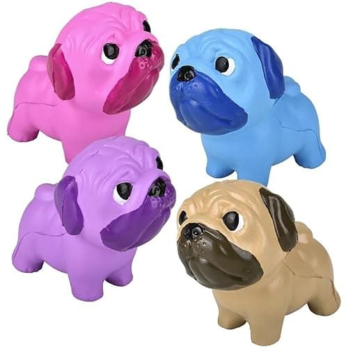 Set of All 4 Color Pug Dog Slow Rise Squishy Toy - Memory Foam Squish Stress Ball Fidget Squeeze Dog Lover Gift (All 4 Color Pugs) - Image 1