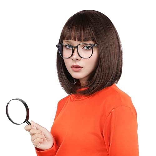 MUPUL Brown Bob Wig Short Brown Wigs for Costume Women Halloween Cosplay | Straight Brown Bob Wig with Bangs Natural Cute Wigs for Daily Costume Party - Image 1