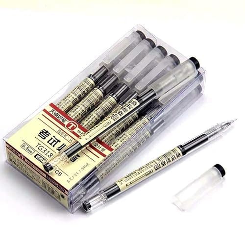sencoo 12 pack Black Gel Ink Pen Extra Fine Point Pens Ballpoint pen 0.35mm Black Office School Stationery Students Pens - Image 1