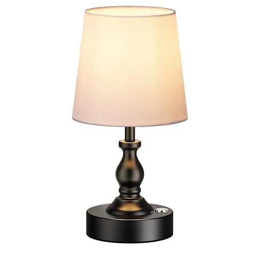 PARTPHONER Mini Cordless LED Table Lamp, 5200mAh Rechargeable Battery Operated Lamp, 3-Level Brightness, Touch Dimmable Desk Lamp, Bedside Night Light for Patio Camping Restaurant Home, Matte Black - Image 1