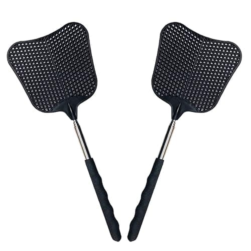 Foxany Telescopic Fly Swatters, Durable Plastic Fly Swatter Heavy Duty Set, Flyswatter with Stainless Steel Handle for Indoor/Outdoor/Classroom (2 Pack) - Image 1