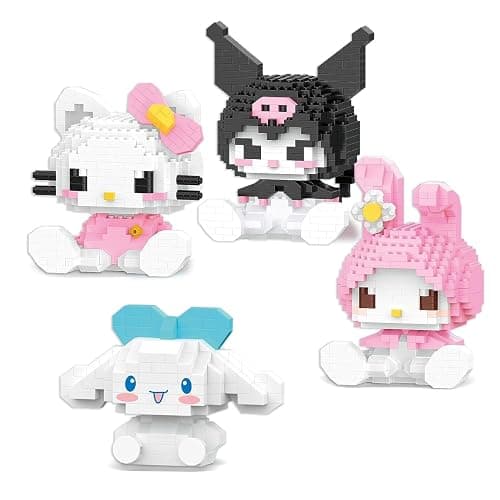Demarcico Anime Micro Figures Building Block 4PCS Cartoon Cat Puzzle Kit, 3D Block Puzzles Intelligence Education Gifts for Adult Kids - Anime Blocks - Pack of 4 - Image 1