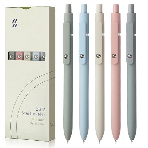 FIOVER Gel Pens, 5pcs 0.5mm Quick Dry Black Ink Fine Point Smooth Writing Pens High-End Series Ballpoint for Office School Supplies(Morandi) - Morandi - Image 1