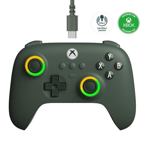 8Bitdo Ultimate C Wired Controller for Xbox with Hall Effect Joysticks and Triggers, RGB Lighting Fire Ring, Compatible with Xbox Series X|S, Xbox One, Windows 10/11- Officially Licensed (Dark Green) - Image 1
