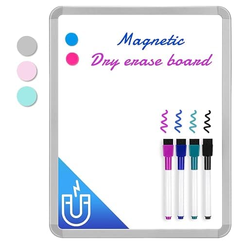 VUSIGN Small White Board Dry Erase, 14'' x 11'' Magnetic Dry Erase Board, Mini Whiteboard with Markers for Students, Fridge, Wall, Locker - Image 1
