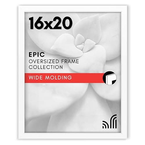 Americanflat 16x20 Poster Frame - Engineered Wood - White | Polished plexiglass front, hangs vertical or horizontal, sawtooth hangers included, fits photos, posters and art - Image 1