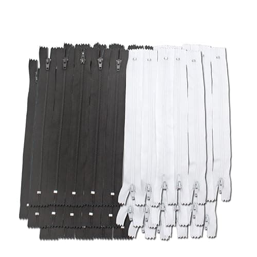 Amariver Black and White Nylon Coil Zippers, 100Pcs 9 Inches Nylon Coil Zippers for Tailor Sewer Sewing Crafter Special, 2 Colors, 50 Pcs Per Color - Image 1