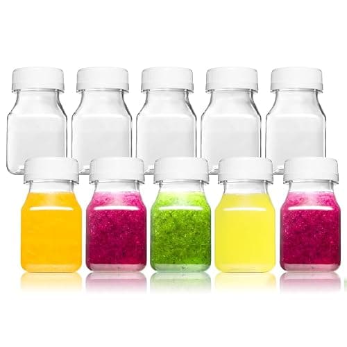 Norcalway 10pcs 2oz Plastic Shot Bottles with Caps - Ginger Shot - Freezer Safe, Leak Proof, BPA Free, Food Grade Small Plastic Travel Bottles with Caps - Image 1