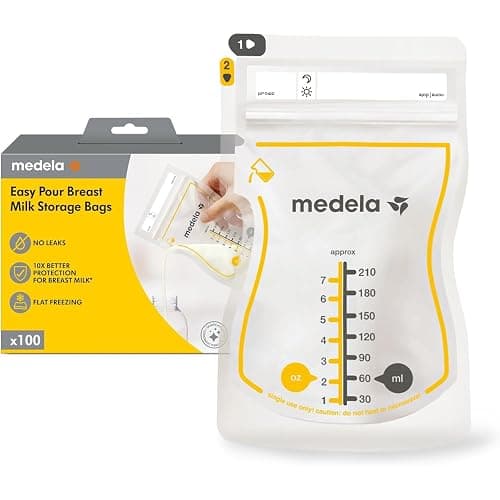 Medela Sacche Monouso Easy Pour per la Conservazione del Latte Materno, Capacità 210 ml, Design a Prova di Perdite con Protezione del Latte, Senza BPA, Confezione da 50 Pezzi - Image 1