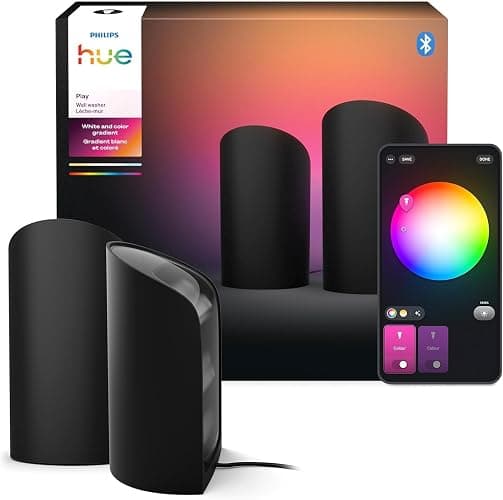 Philips Hue Play Smart Wall Washer, 2-Pack, Black, White & Color LED Lights with ColorCast Technology, Wall Washer Lighting Compatible with Bluetooth - Image 1